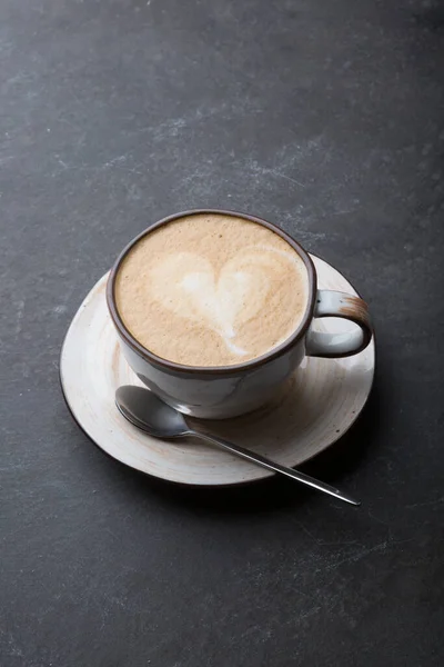Keramische Kop Verse Cappicino Koffie Met Schuim — Stockfoto