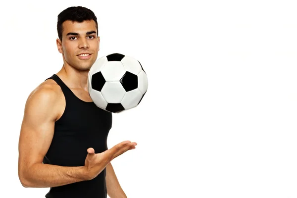 Hombre con pelota de fútbol — Foto de Stock