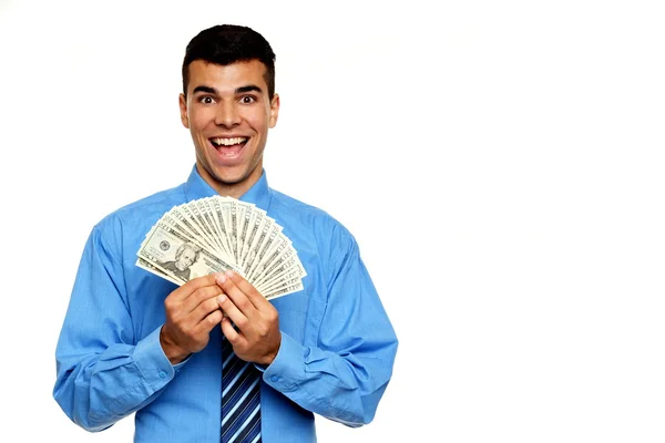 Mann zeigt Geld in der Hand — Stockfoto