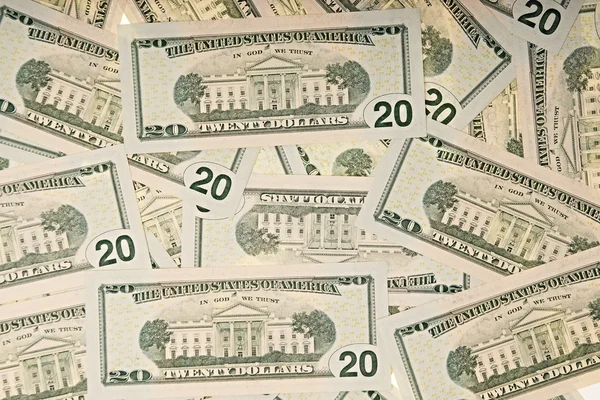 Twenty dollar bills — Stock Photo, Image