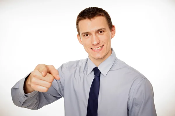 Businessman pointing towards camera — Stock Photo, Image