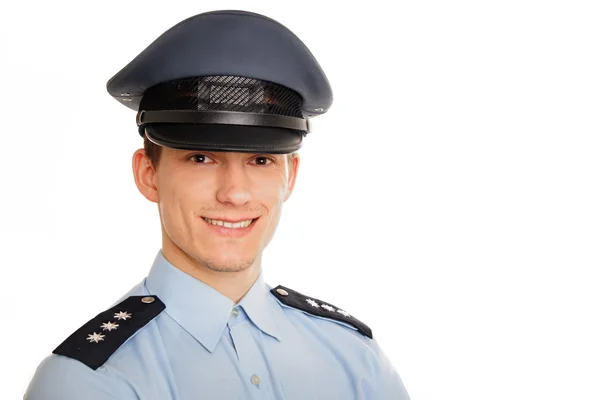 Jovem policial sorridente — Fotografia de Stock