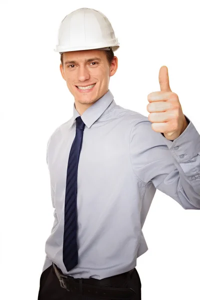 Businessman shows thumb up sign — Stock Photo, Image