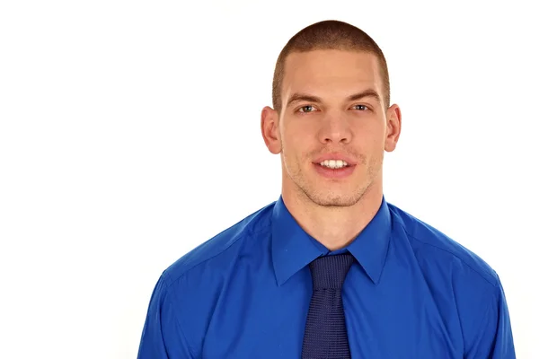 Man in blue shirt — Stock Photo, Image