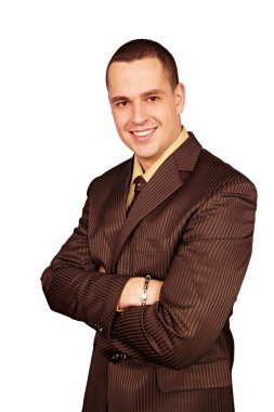 katlanmış ellerle yakışıklı işadamı.