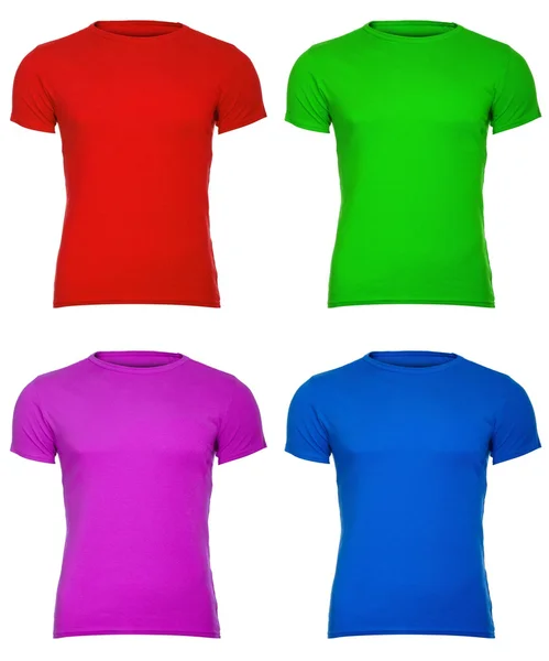 Fyra färgade t-shirts — Stockfoto