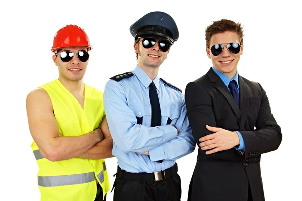 Worker, police man and businessman — Stock Photo, Image