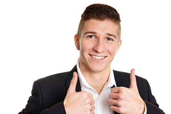 Handsome man gesturing thumbs up — Stock Photo, Image