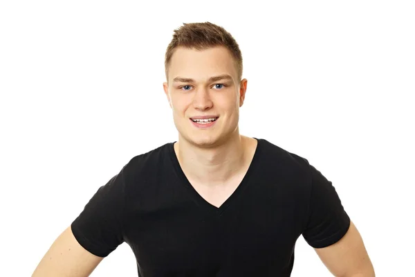 Sorrindo homem em camisa preta — Fotografia de Stock