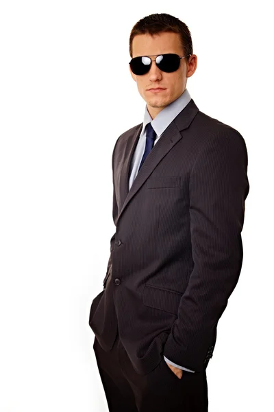 Νεαρός επιχειρηματίας με γυαλιά ηλίου. — Φωτογραφία Αρχείου