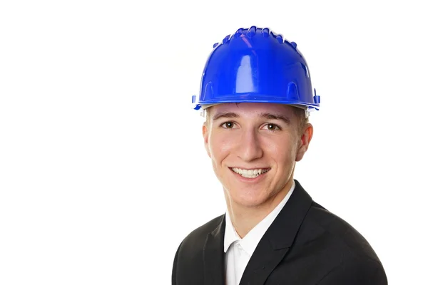 Empresário com capacete protetor — Fotografia de Stock