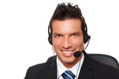 Müşteri hizmeti işleci ile kulaklıklar