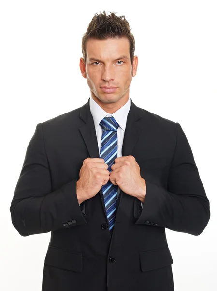 Enfadado hombre de negocios guapo en traje —  Fotos de Stock
