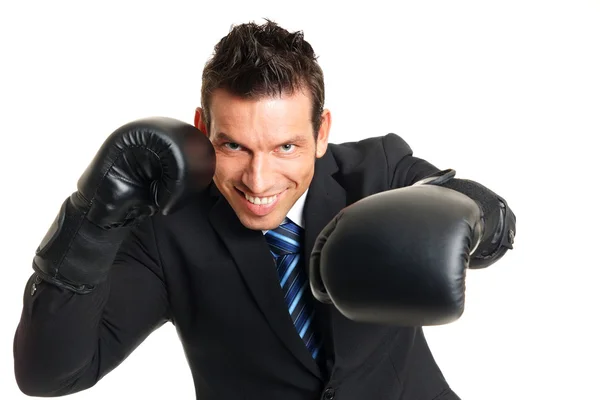 Man with boxing gloves on his hands — Stock Photo, Image