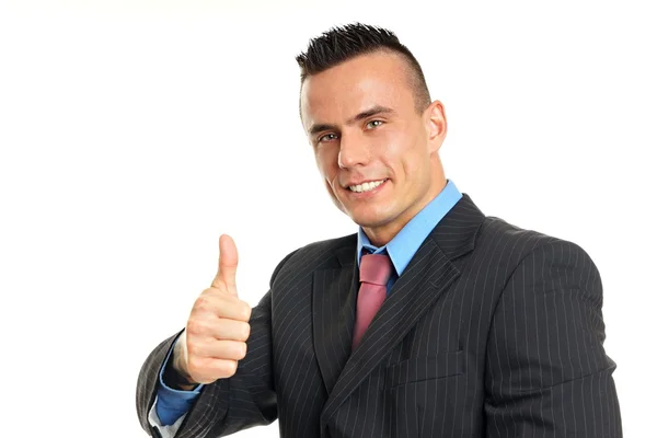 Sorrindo homem mostrando o polegar para cima — Fotografia de Stock