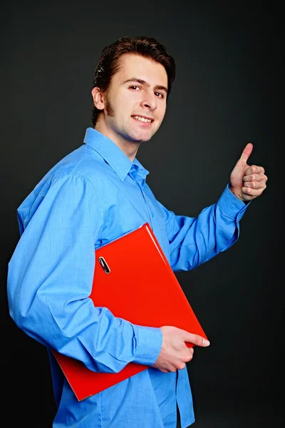 Man gesturing thumb up sign — Stock Photo, Image