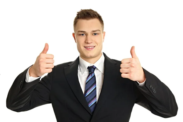 Smiling man showing thumbs up — Stock Photo, Image