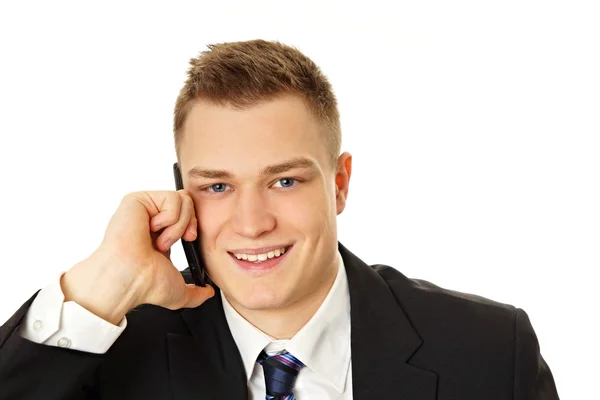 Handsome man talks at mobile phone. — Stock Photo, Image