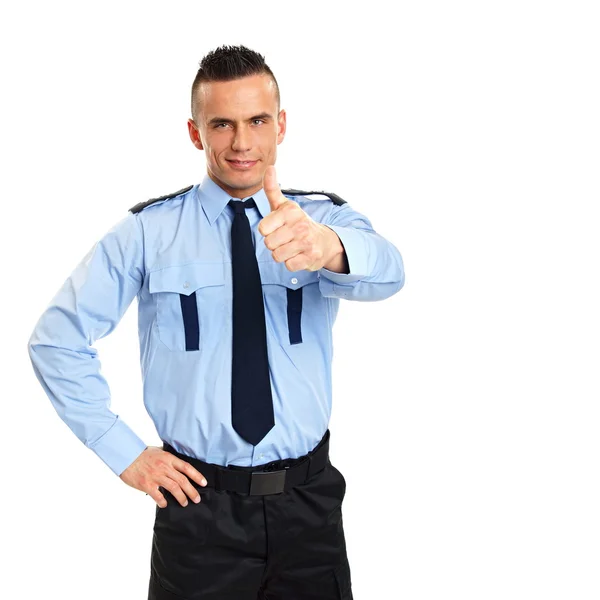 Policeman gesturing thumb up sign — Stock Photo, Image