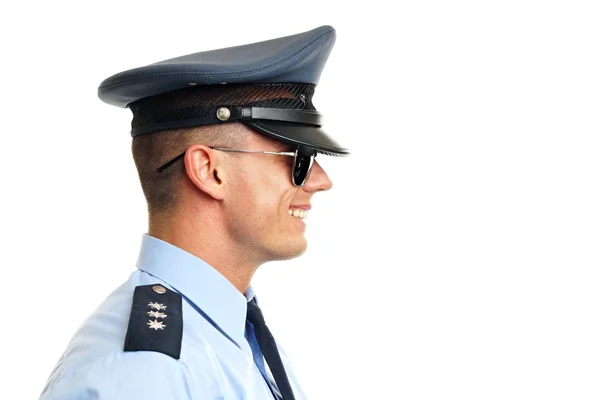 Perfil de sorrindo policeman — Fotografia de Stock