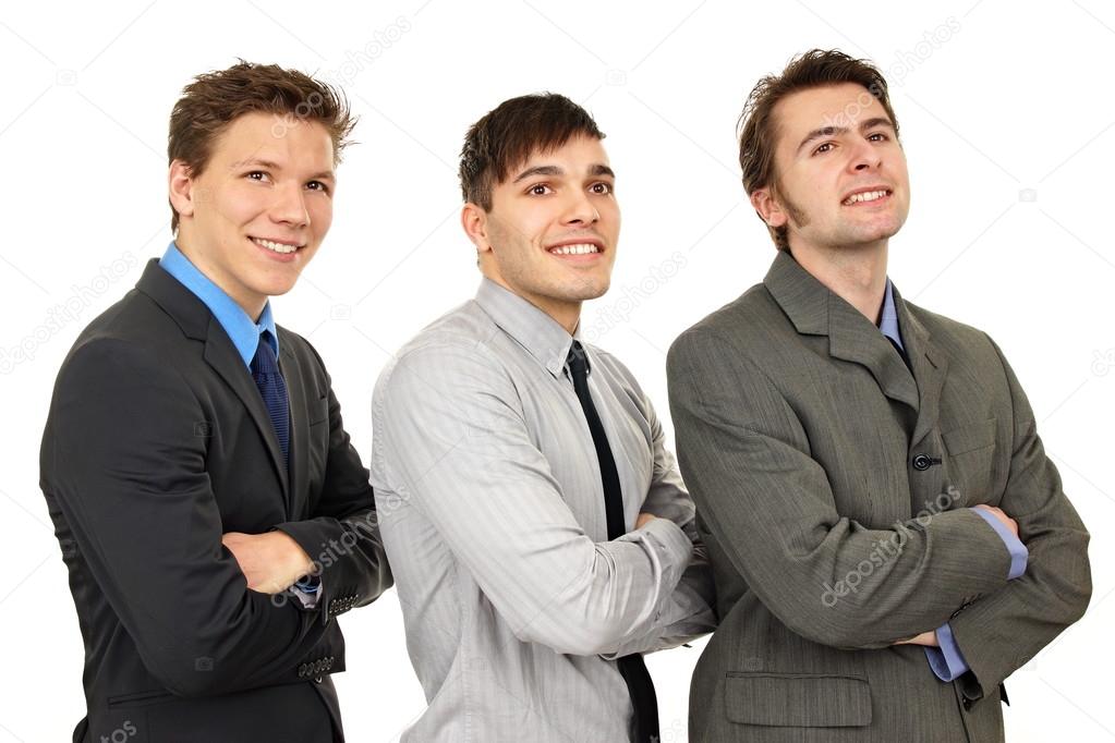 Business people standing with folded hands