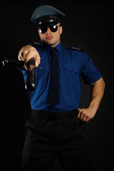 근육 경찰관 nightstick와 — 스톡 사진