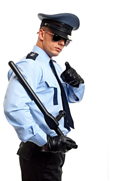 Policjant w mundurze pokazuje na Ciebie — Zdjęcie stockowe