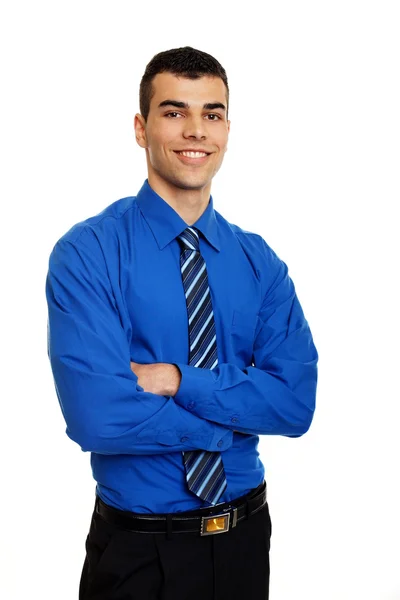 Junger Mann im blauen Hemd — Stockfoto