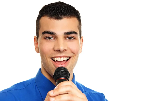 Man singing into the microphone — Stock Photo, Image