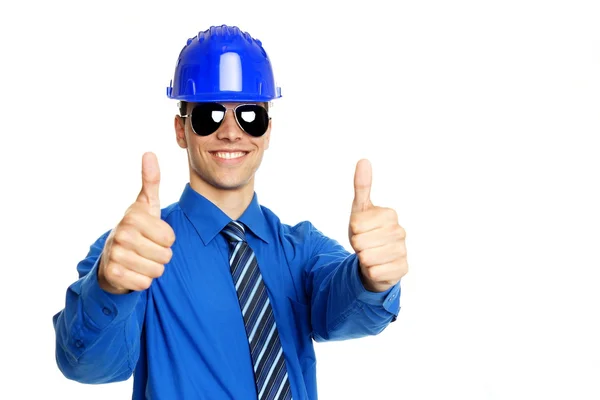 Businessman gesturing  thumbs up — Stock Photo, Image