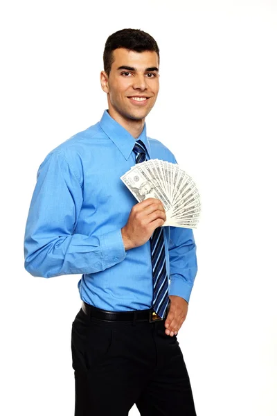 El hombre le muestra el dinero en la mano —  Fotos de Stock