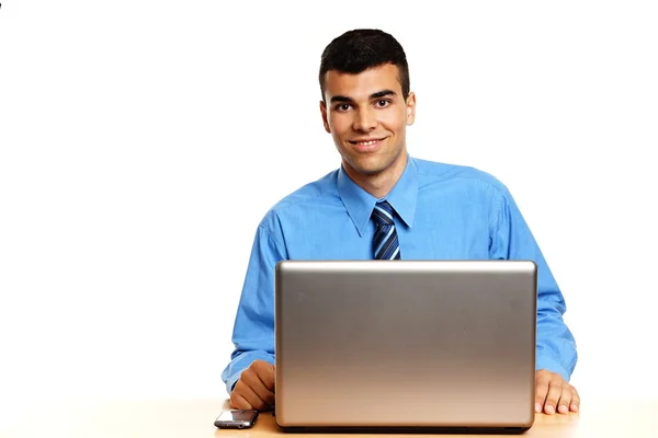 Handsome businessman at the computer — Stock Photo, Image
