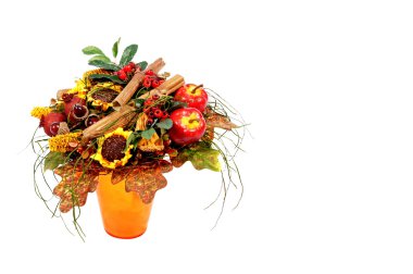 Bir saksı içinde sonbahar dekorasyon