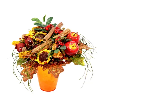 Autumn decoration in a flowerpot — Stock Photo, Image