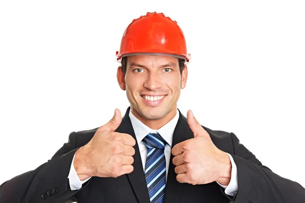 Businessman gesturing thumbs up sign — Stock Photo, Image