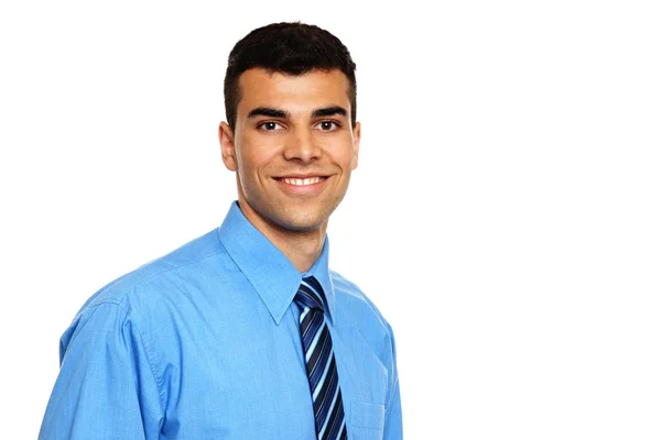 Young man in blue shirt — Stock Photo, Image