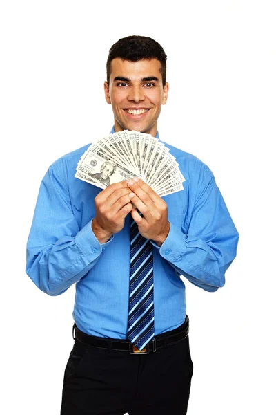 Mężczyzna pokazuje Ci pieniądze w ręce — Zdjęcie stockowe