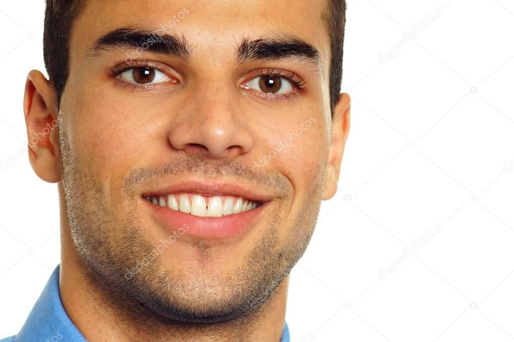 Young man in blue shirt