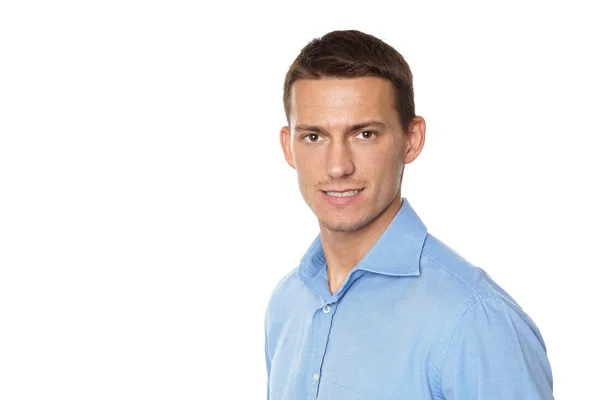 Hombre joven con camisa azul — Foto de Stock