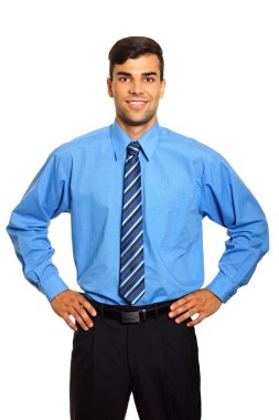 Mavi gömlekli düşünme işadamı