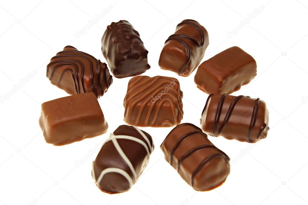 Various tasty chocolates candies