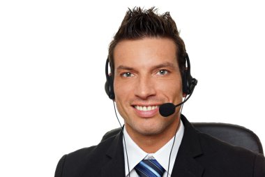 Müşteri hizmeti işleci ile kulaklıklar