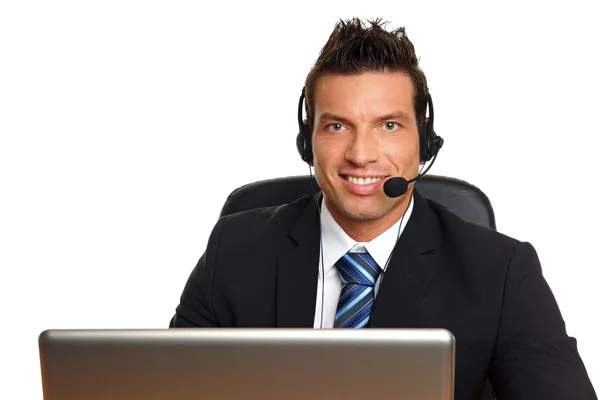 Service operator speaks with a some customer — Stock Photo, Image