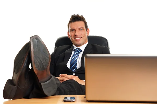 Businessman relaxing in work — Stock Photo, Image