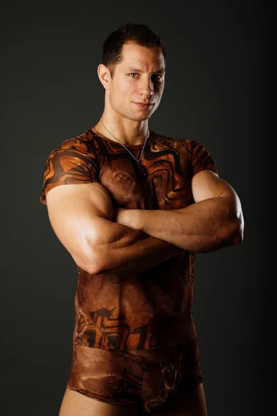 Young muscular man standing in underwear — Stock Photo, Image