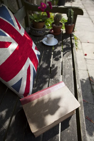 Garden bench still life