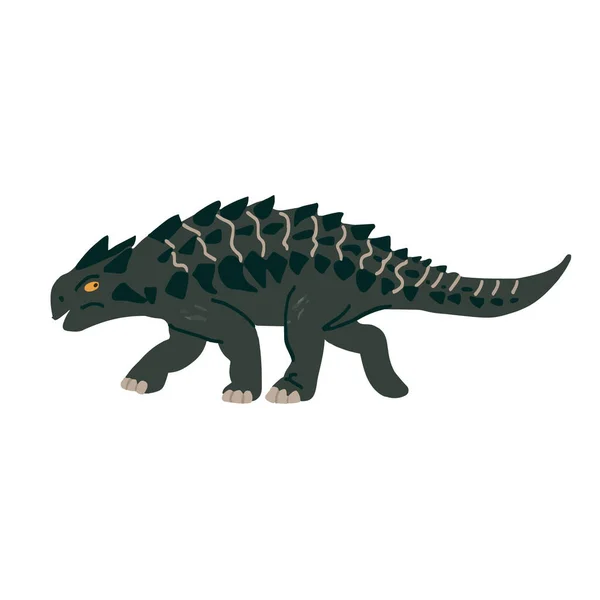 Dinosaure Plat Vecteur Drôle Dans Style Dessin Animé Ankylosaure Dinosaure — Image vectorielle