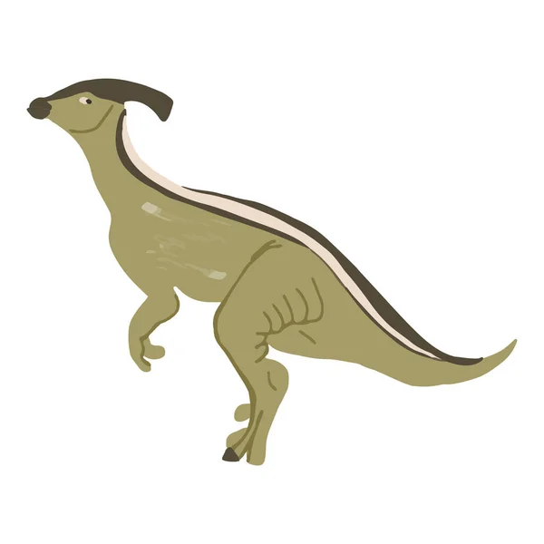 Dinosaure Plat Vecteur Drôle Dans Style Dessin Animé Parasaurolophus Dinosaure — Image vectorielle