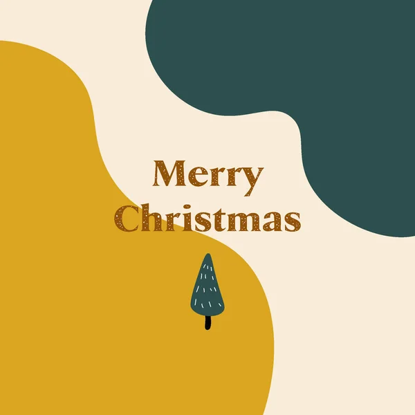 Carte Noël Minimaliste Avec Arbre Formes Abstraites Aux Couleurs Tendance — Image vectorielle