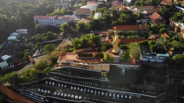 Vista Aérea Pôr Sol Drone Museu Guang Shan Buddha Kaohsiung — Vídeo de Stock